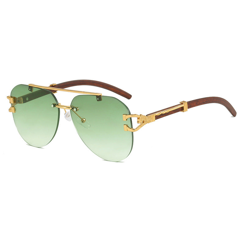 Damen modische Piloten-Sonnenbrille mit luxuriösen Metallakzenten und Holzdetails Brehn