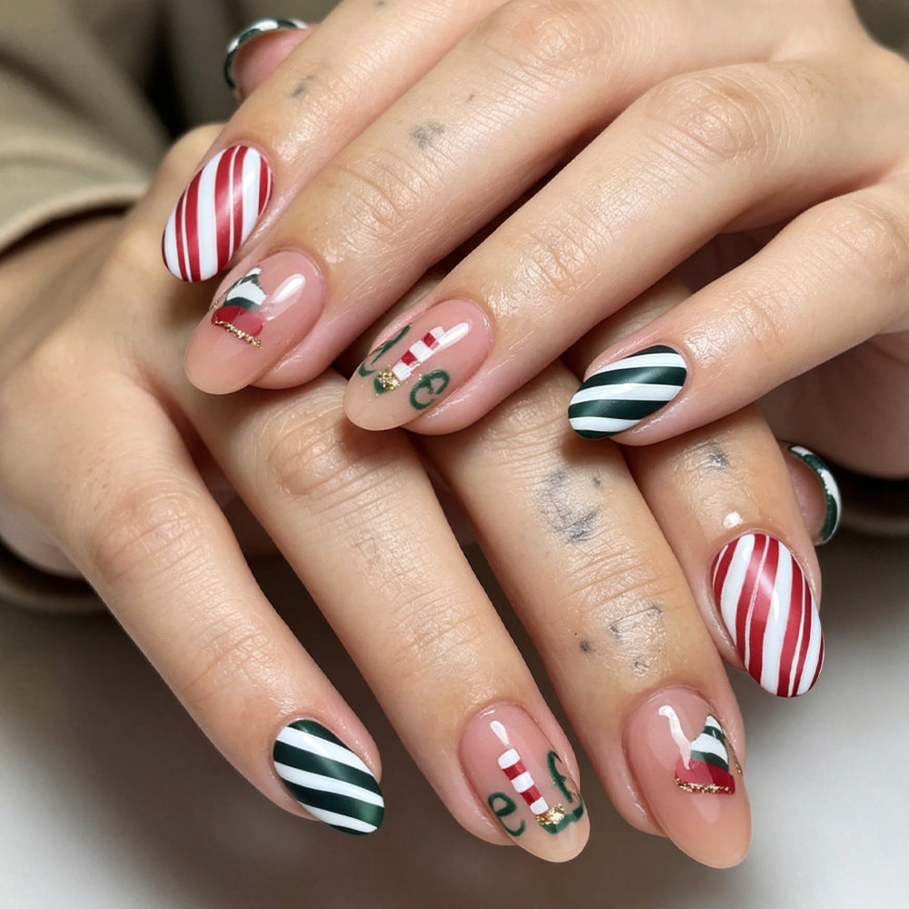 Festliche Weihnachten-Themen Press-On Nagelkunst Brehn
