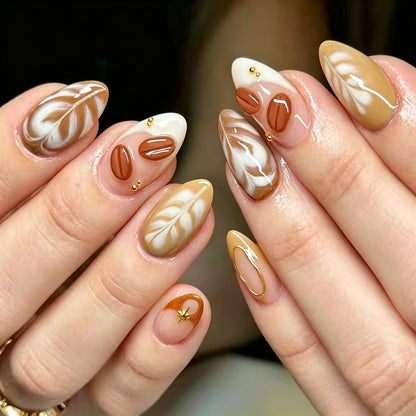 Künstlerisches Mandel-förmiges Press-On Nagelset Brehn