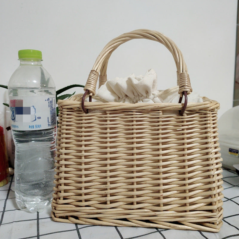 Damen Handtasche aus geflochtenem Material mit Baumwollzugverschluss Brehn