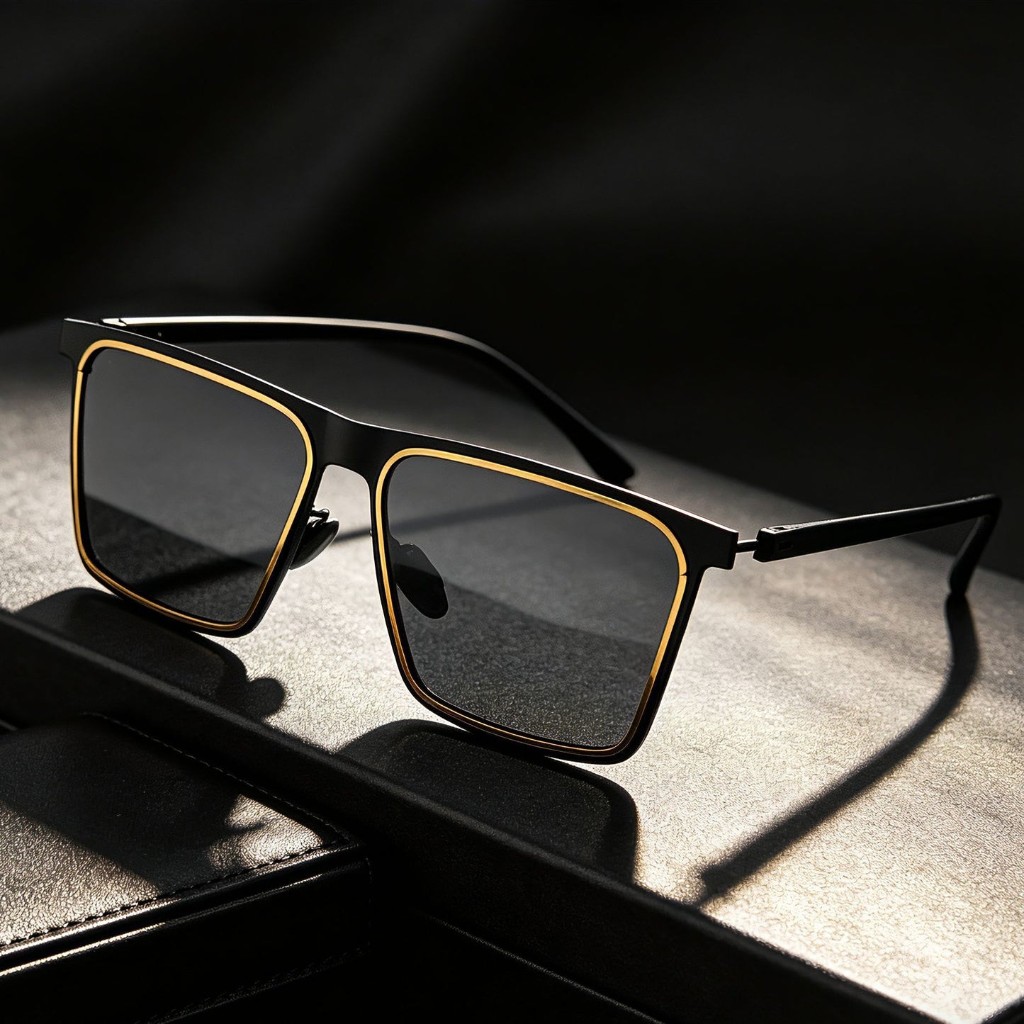 Herren moderne rechteckige Sonnenbrille Brehn