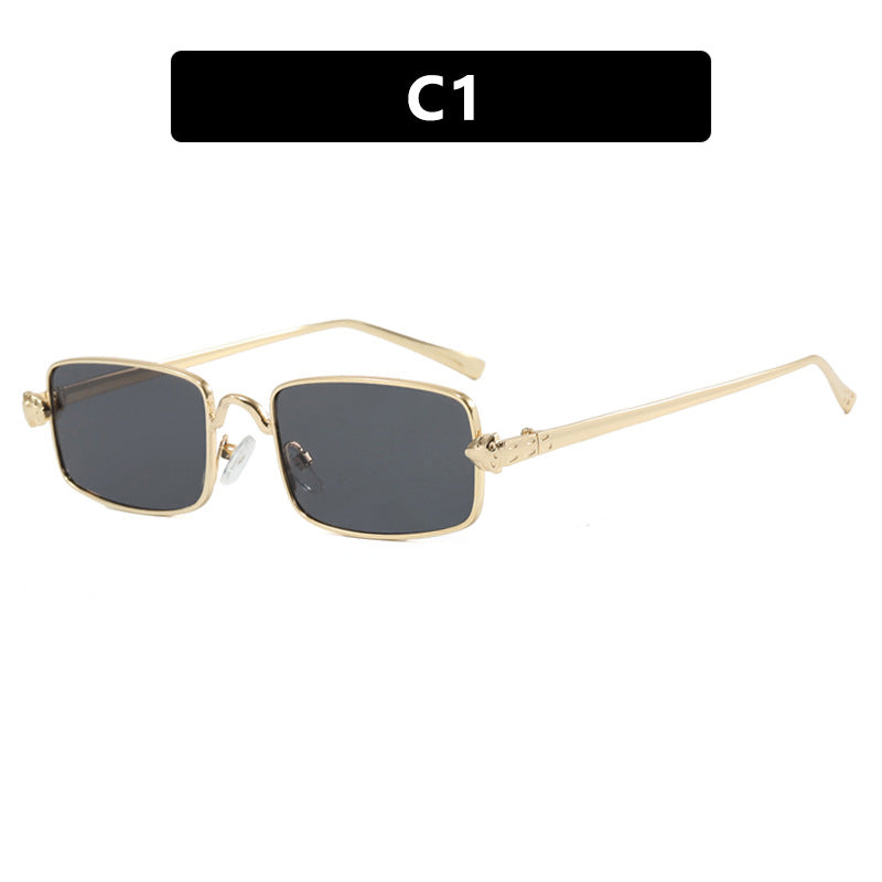 Damen elegante quadratische Sonnenbrille mit luxuriösem Metallrahmen und UV-Schutz Brehn
