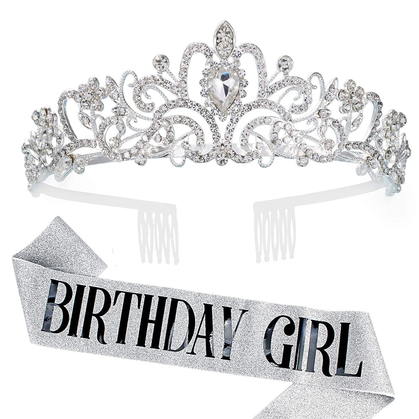 Damen Festliche Tiara mit schimmernden Strasssteinen Brehn