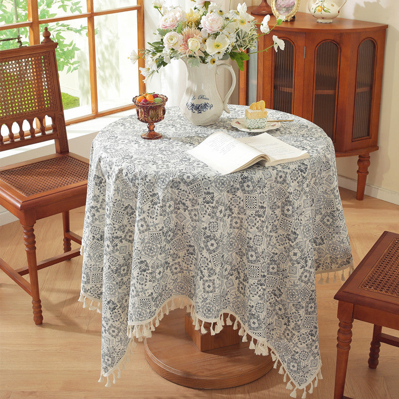 Elegante Blumen Quasten Tischdecke