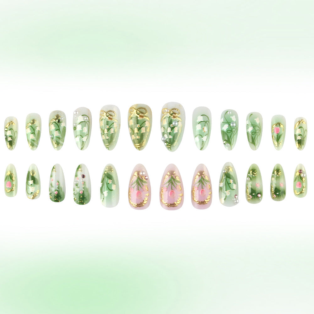 Elegante florale Stiletto Press-On Nägel Brehn