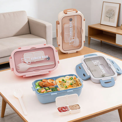 Vielseitige Mehrfachfach-Lunchbox mit integriertem Besteck