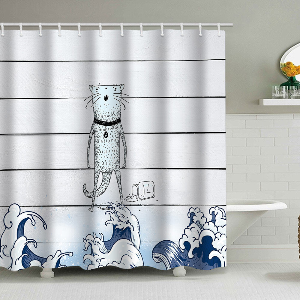 Künstlerische Hund Illustration Duschvorhang Brehn