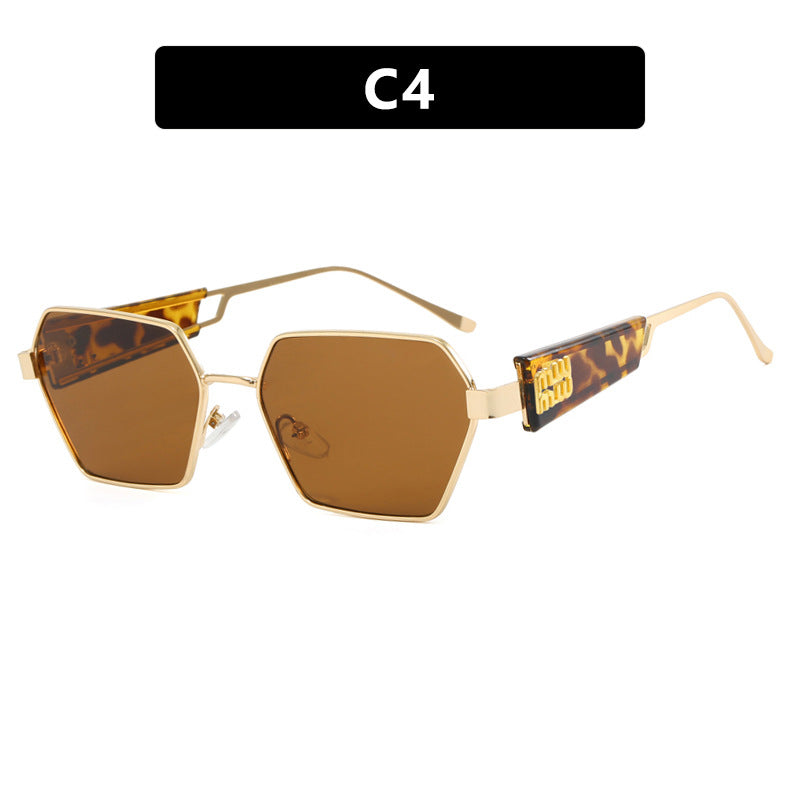 Damen hexagonale Sonnenbrille mit elegantem Metallrahmen und schützenden Gläsern Brehn
