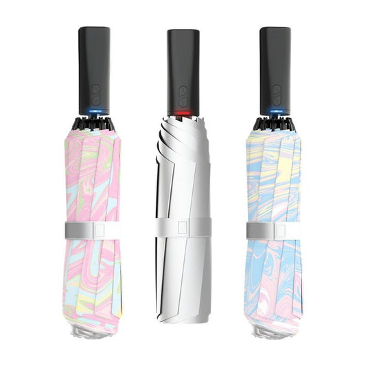 Damen automatischer Falt-Regenschirm mit marbled Design Brehn