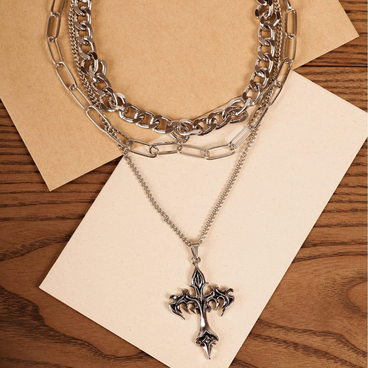 Schichtenkette Kreuz Anhänger Necklace Brehn