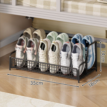 Kompakter drei-reihiger Low-Profile Draht-Schuh-Organizer-Regal