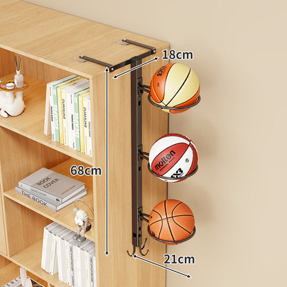 Multi-Ball Vertikaler Über-Regal Sportball Organizer mit kreisförmigen Halterungen und Hakenaufbewahrung