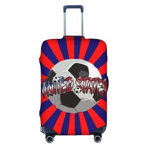 Unisex nan elastische Kofferschutzhülle mit Fußball-Argyle-Motiv, reißfestes Stretchcover für Trolley mit Griff- und Rollenöffnungen Brehn