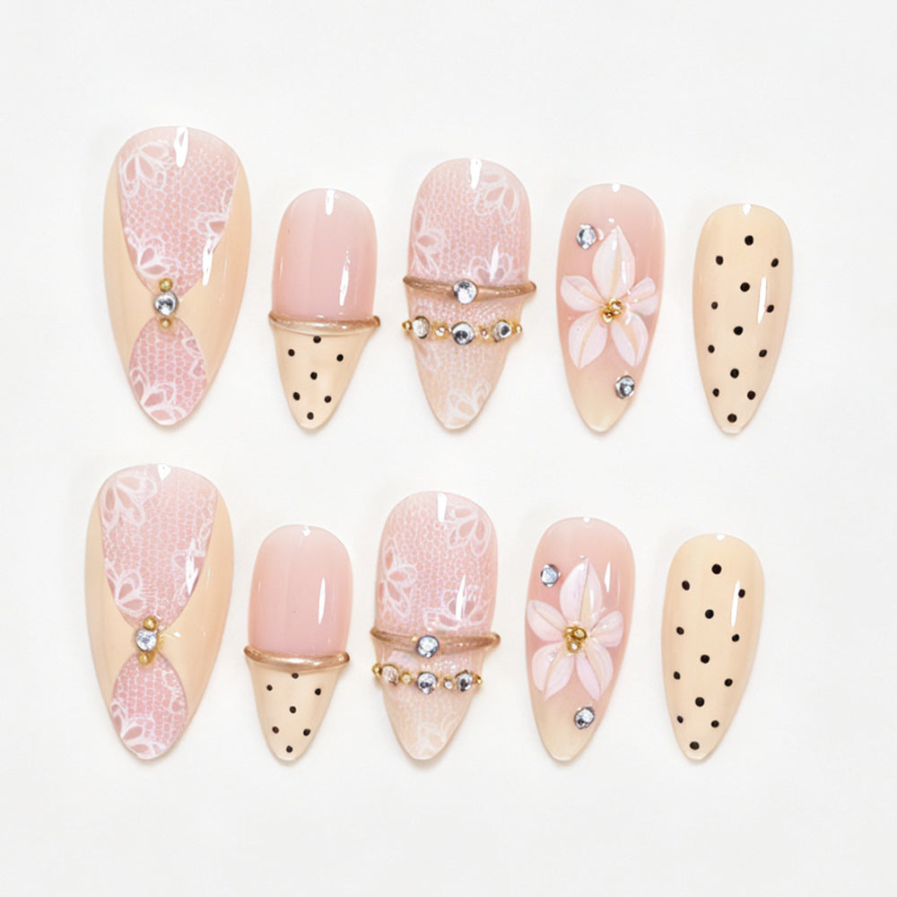 Elegante Florale Design Press-On Nagelspitzen Brehn