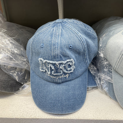 Unisex Distressed Denim Cap mit NYC Stickerei Brehn