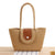 Elegante Basttasche mit Lederklappenverschluss Brehn