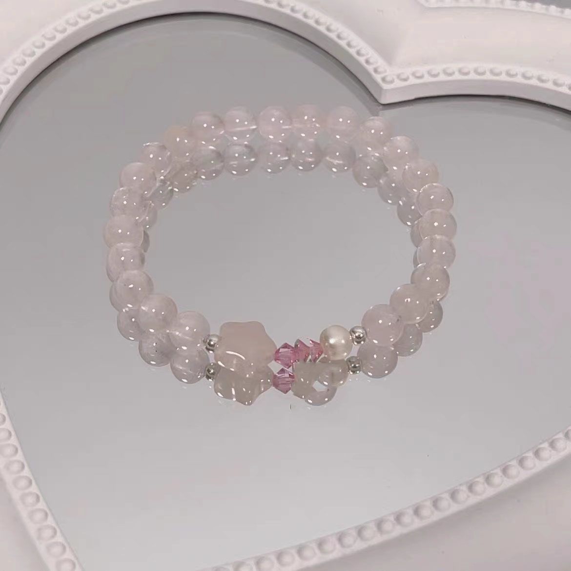 Elegante Rosenquarz Dehnbare Armbanduhr Brehn