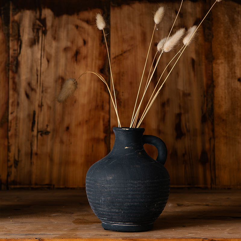 Rustikale Keramikvase mit Griffen Brehn