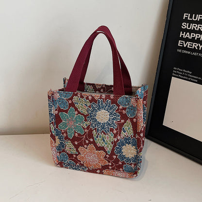 Florale gestickte Wandteppich Tragetasche