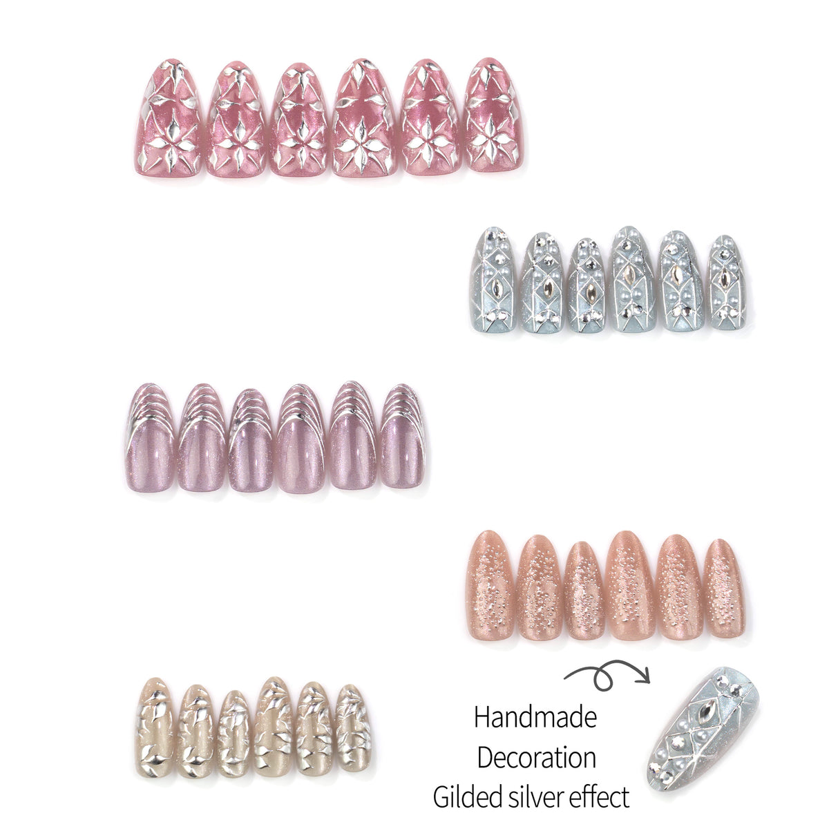 Künstlerisches verziertes Press-On-Nagelset