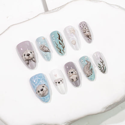 Marine Life-Themed Press-On Nail Set