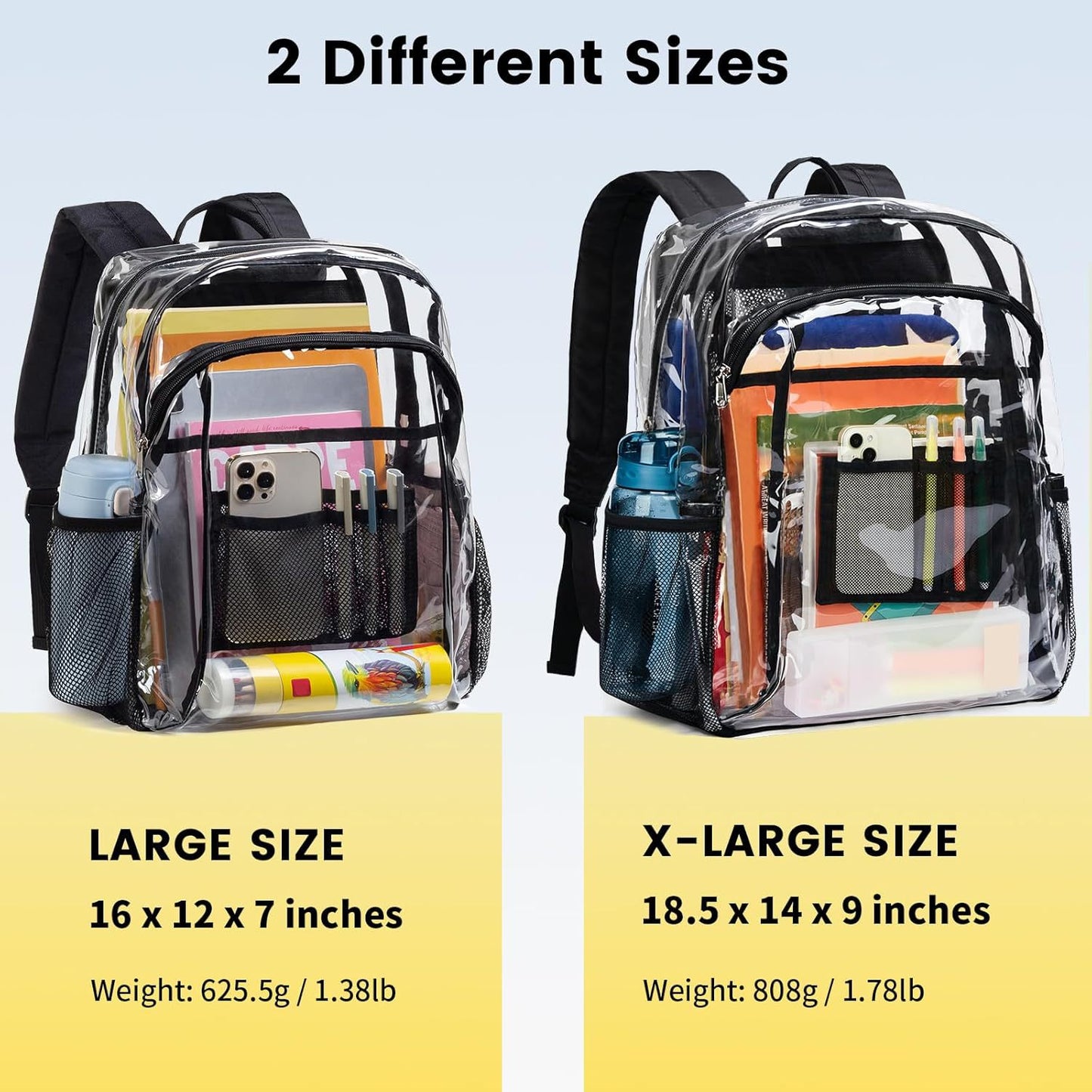 Transparente Schultasche mit Atmungsaktiven Mesh-Taschen Brehn