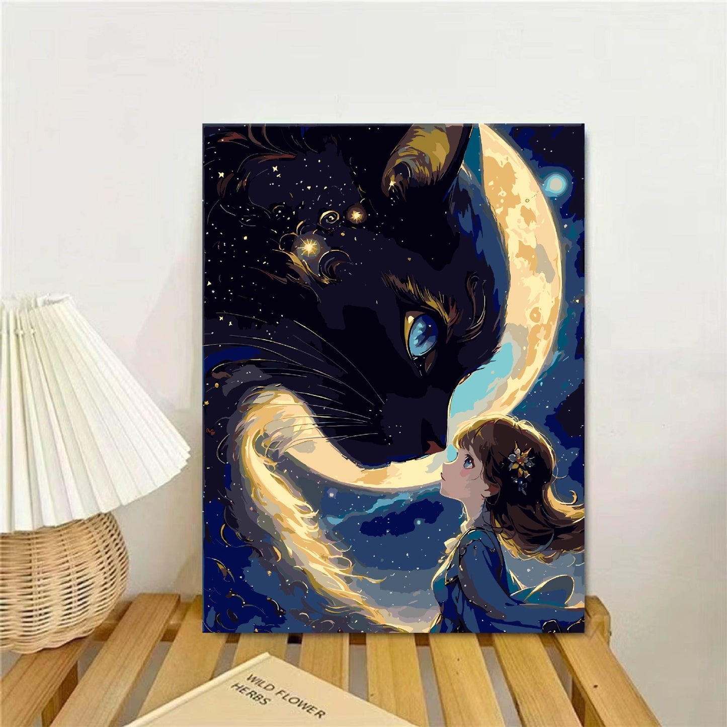 Verspielte Fantasie Katze und Mädchen Wandkunst Brehn