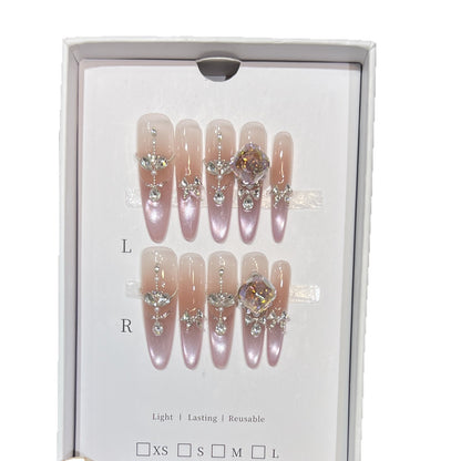 Dekorative, mit Strass veredelte Stiletto Press-On Nägel Brehn
