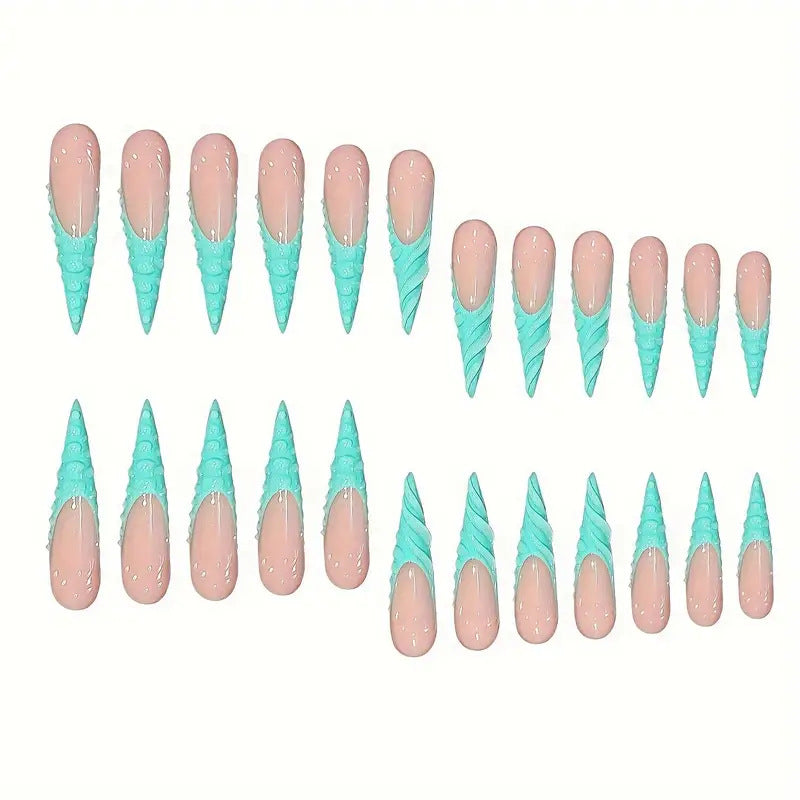 Einzigartige 3D Muschel-inspirierte Press-On Nagelkunst Brehn