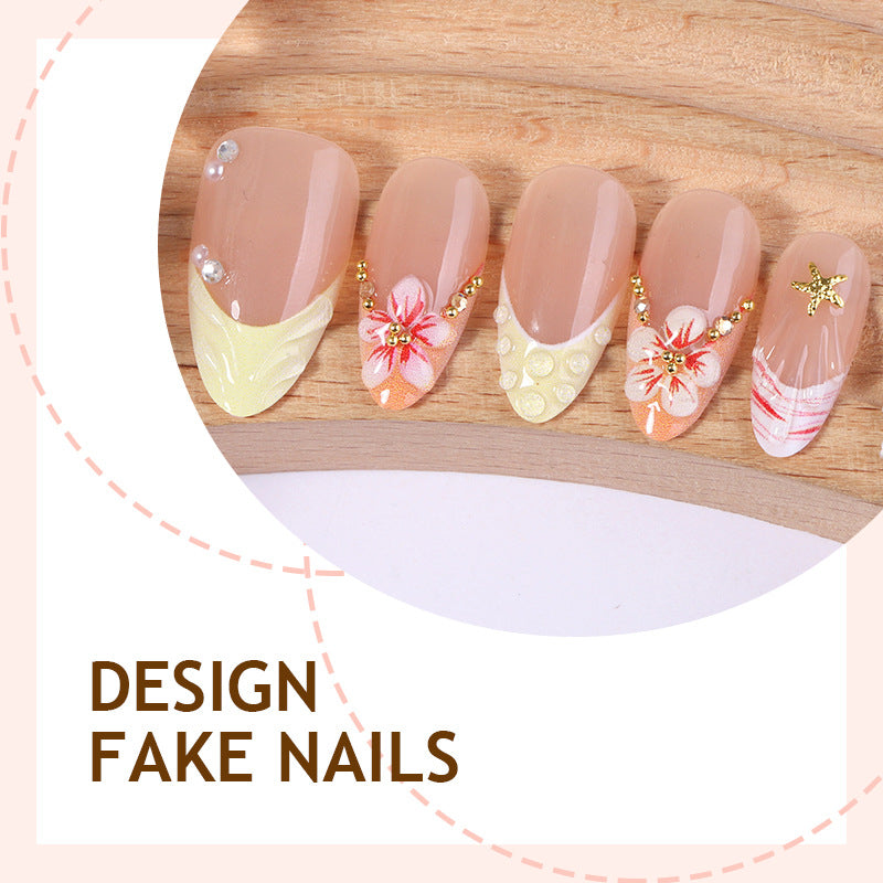 Kunstnagelset mit glamourösen Blüten- und Glitzerverzierungen Brehn