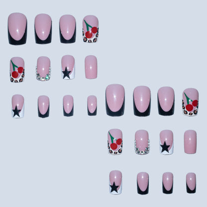 Künstlerisches Nail Art Design Set mit Kirsch- und Sternelementen