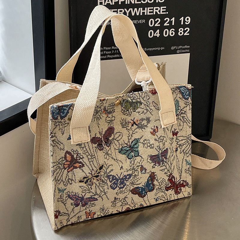 Floral Bestickte Canvas Tragetasche  1790616768