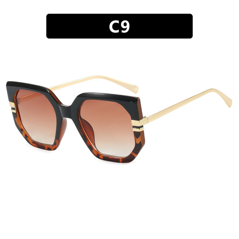 Damen geometrische Sonnenbrille mit luxuriösem goldenen Rahmen und polarisierenden Gläsern Brehn