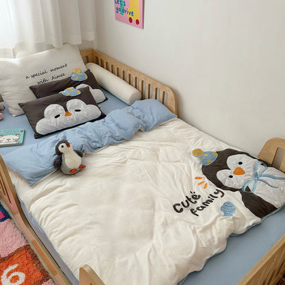 Kleinkind Bettwäsche Set mit Applikation Bär Bettbezug und Kissenbezug