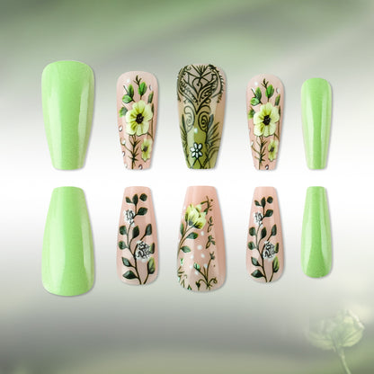 Florales gemustertes Gel-Nagelkunstset Brehn