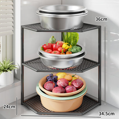 Ecken Drei-Ebenen Metall Mesh Küchentresen Organizer