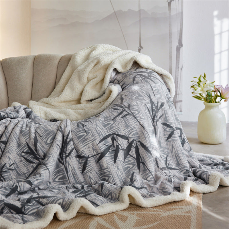 Kuschelige Wohndecke mit Sherpa-Futter und Jacquardmuster