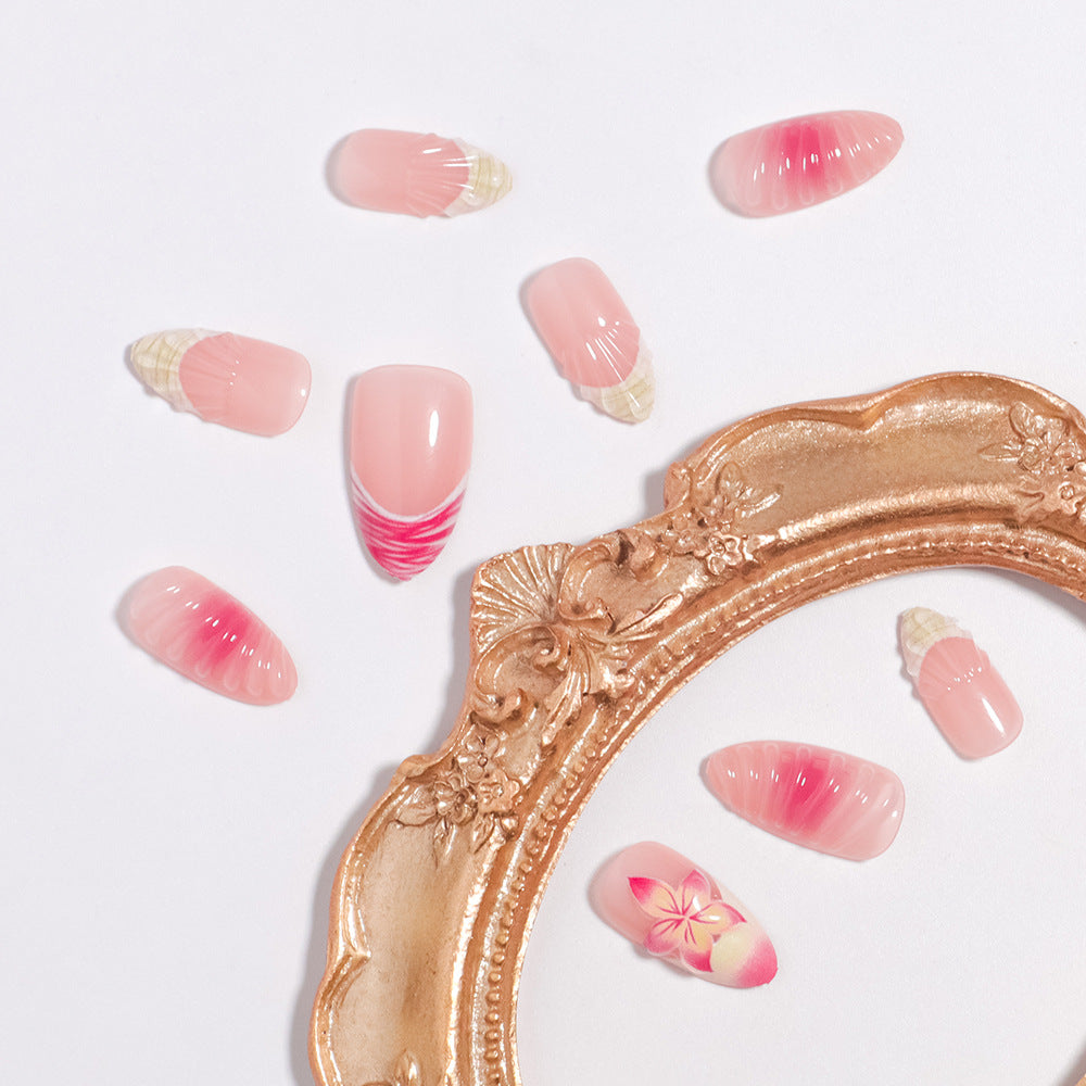 Elegantes blumenförmiges Press-On-Nagel-Set Brehn