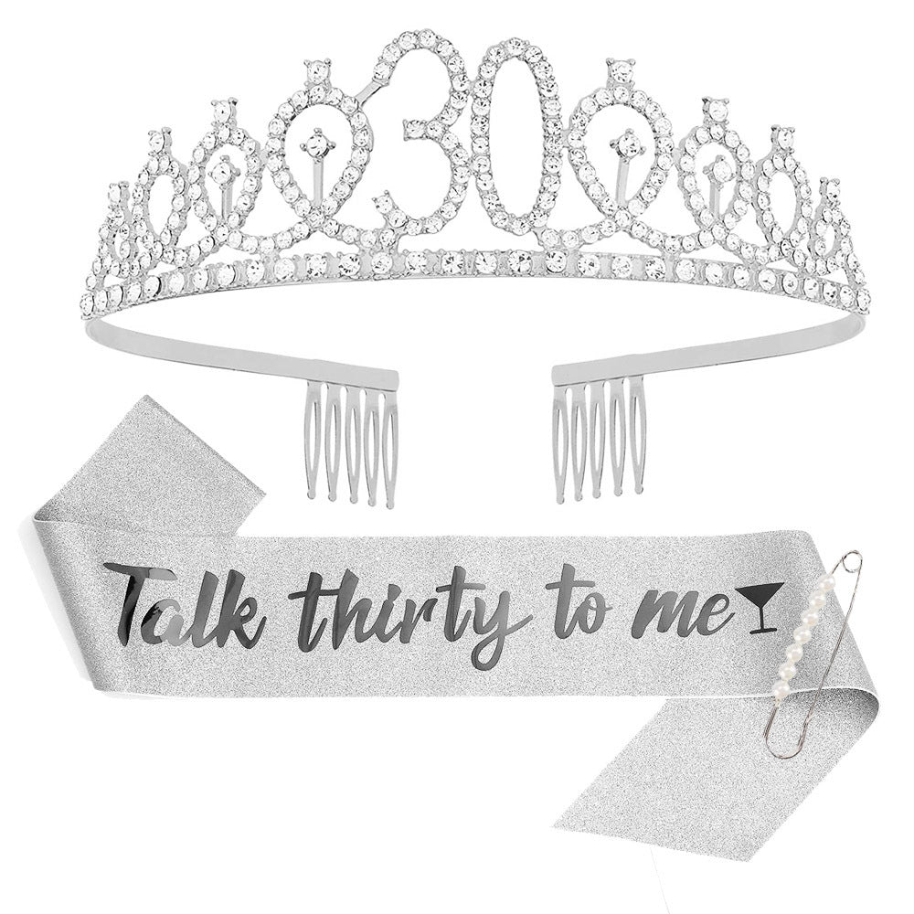Damen Glitzernde Tiara mit personalisiertem 80. Geburtstagsschriftzug Brehn