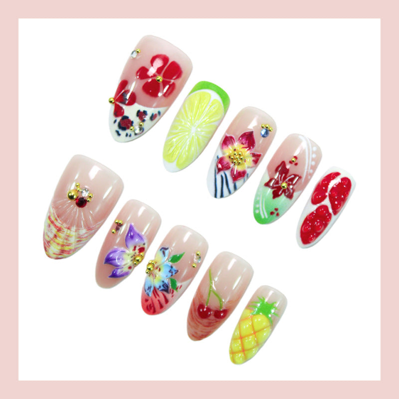 Kunstnagelset mit tropischen Fruchtmotiven Brehn