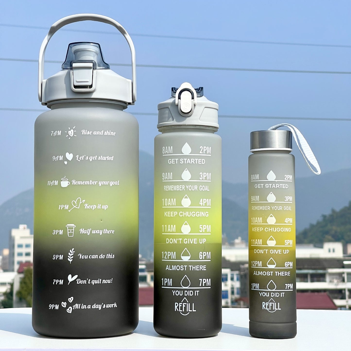 Unisex Motivierende Wasserflasche mit Zeiteinteilung Brehn