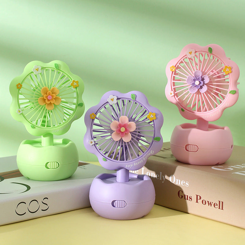 Damen tragbarer Blumendesign Mini-Lüfter Brehn