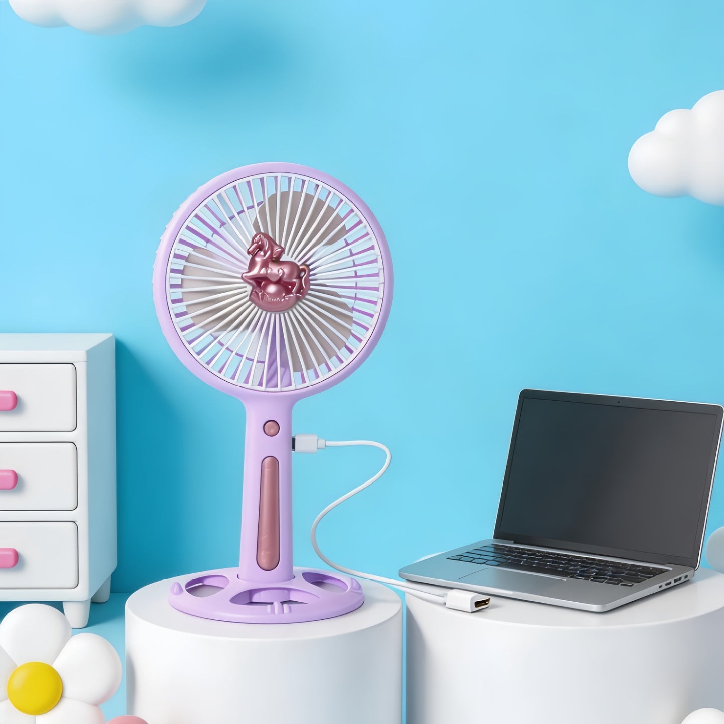 Damen Tragbarer Tischventilator mit kraftvollem Akku und USB-Ladefunktion Brehn