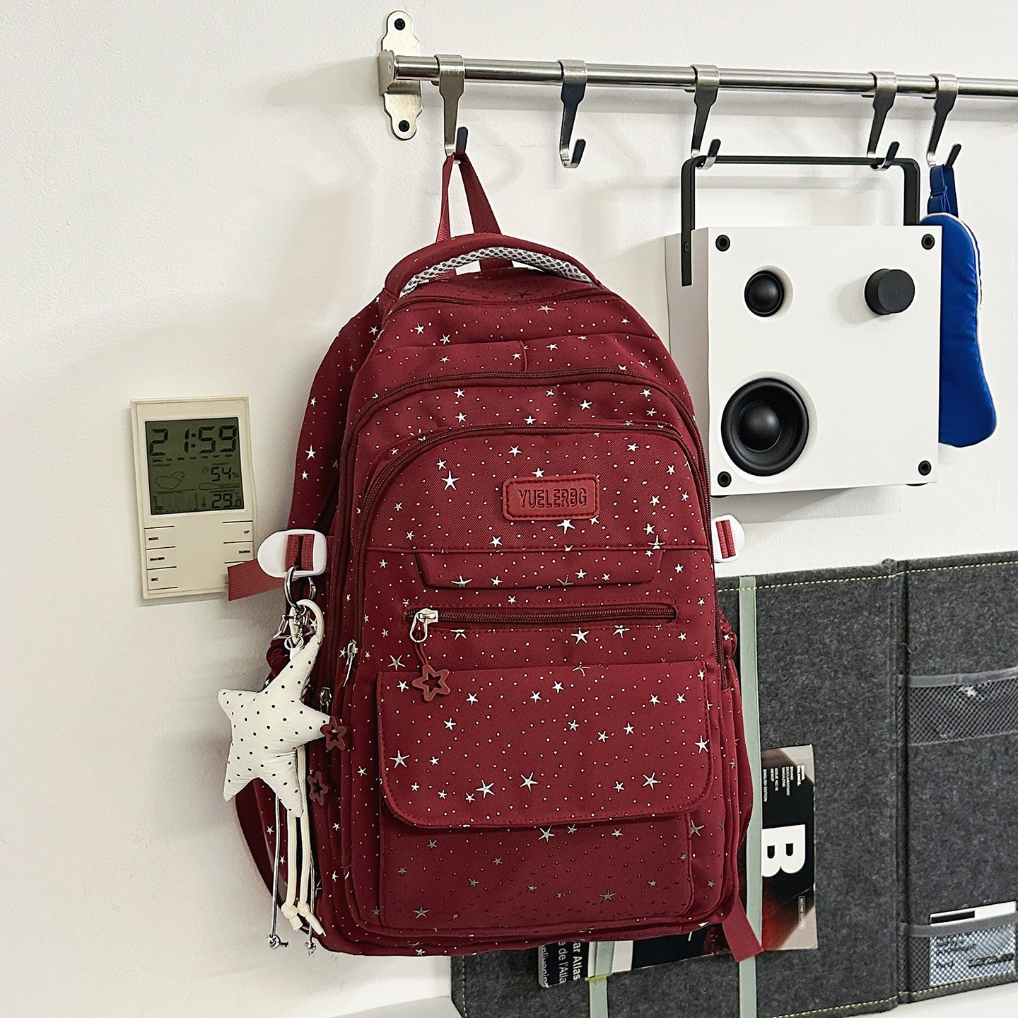 Mehrfach-Fächer Stern-Verzierte Schulrucksack