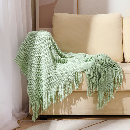 Strukturierte Fransenstrickdecke Brehn