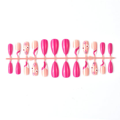 Künstlerisches Press-On Nagelkunst Set mit floralem und Ombre-Designs Brehn