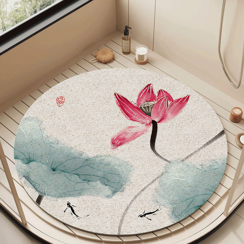 Florales Design Zirkuläre Badematte Brehn