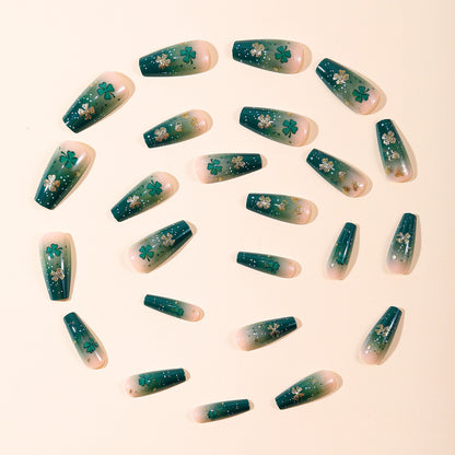 Dekorative Shamrock Glitter Nagel Kunst Extensions Brehn