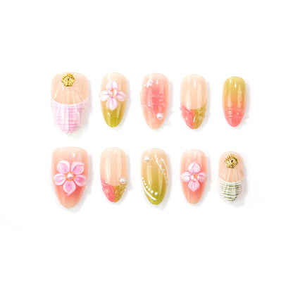 Künstlerisches florales Press-On-Nagel-Set Brehn