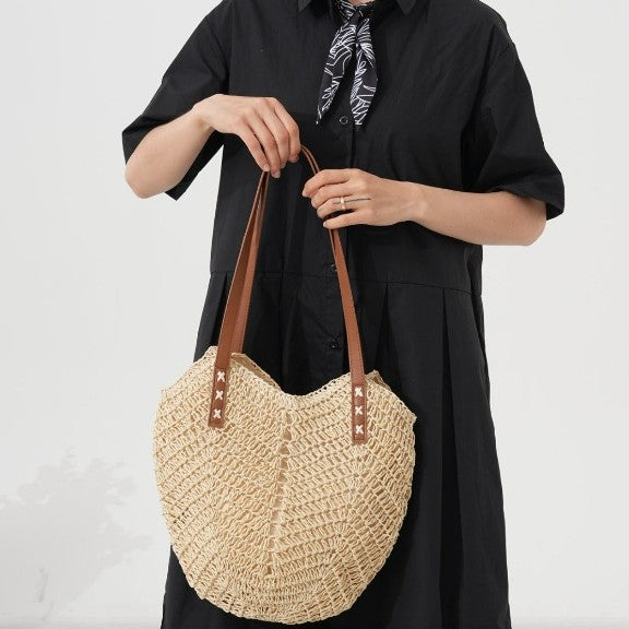 Schultertasche Aus Handgeflochtenem Naturmaterial Brehn